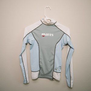 Mares "She Dives" Long Sleeve Rash Guard - Size 4 in Blue, White, and Gray